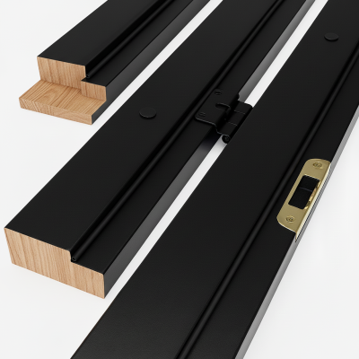 Musta oksaton tiivistetty karmi 42x92 mm huulletuille ovilevyill