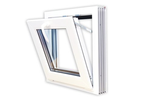 PVC- ikkuna, 3K, avattava, valkoinen, seleketiivi, alasaranoitu